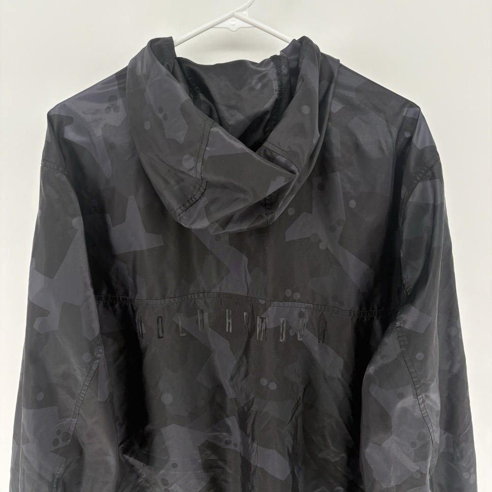 Under Armour Windbreaker Jacket Mens 2XL Vented Black Camo Hooded Full Zip Loose - Picture 9 of 10